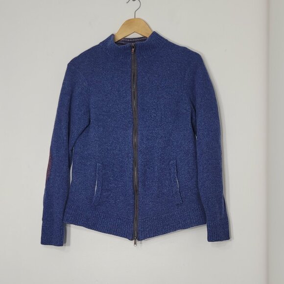 Robert Graham Women's Blue 100% Wool Classic Fit Full-Zip Cardigan Jacket Large - Picture 2 of 14